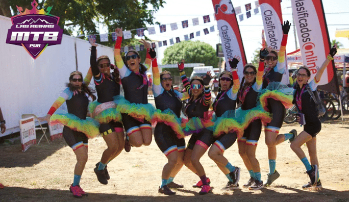 Female MTB runners celebrating